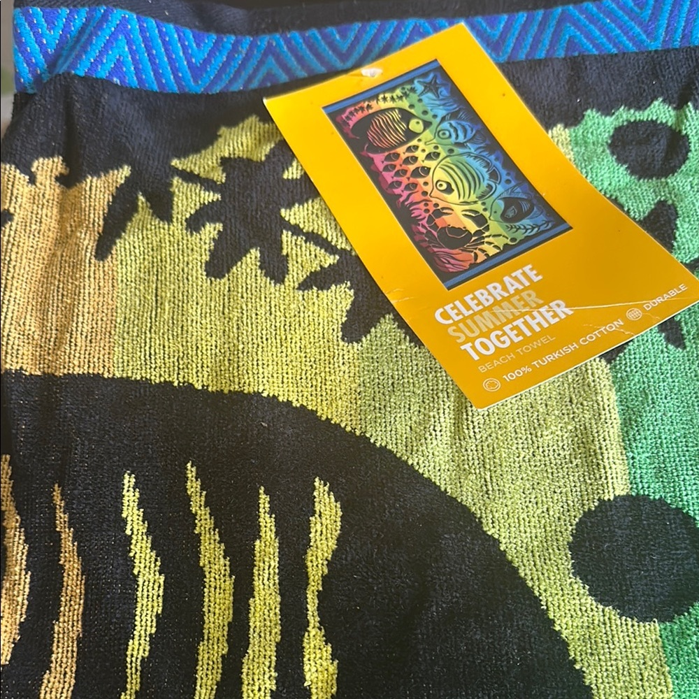 Colorful Beach Towel with Black Patterns